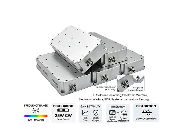 25W GaN RF Power Amplifier 300-6000MHz | Anti-Drone Wideband Module