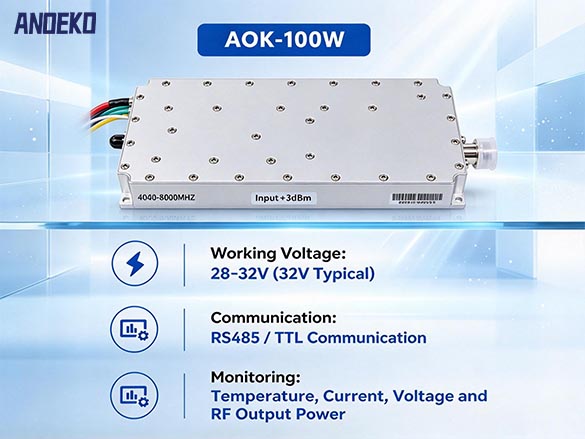 ANOEKO 4000-8000MHz 100W GaN RF Amplifier Module |