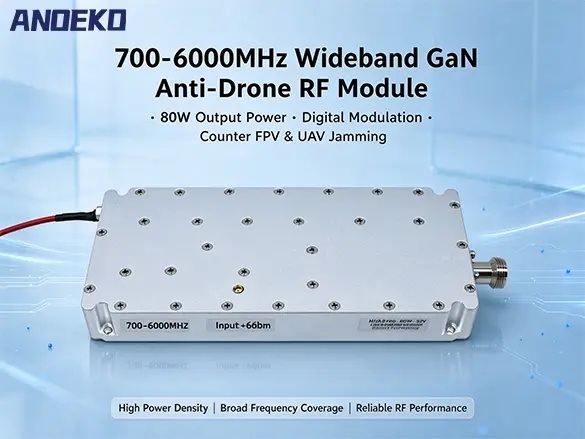 ANOEKO 700–6000MHz 80W GaN RF Amplifier Module